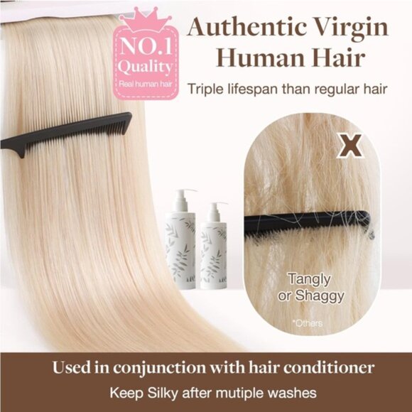 HUMAN HAIR genius weft 22” 60g platinum extensions - Picture 7 of 9